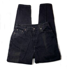 Vintage Levi’s Black 521 Tapered Leg Stiff Denim Mom Jeans TALL